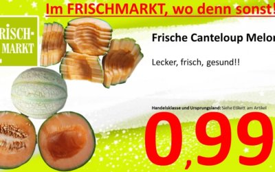 Cantaloupe Zuckermelonen im Frischmarkt