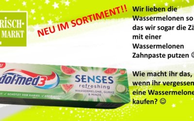 Zahnpaste mit Wassermelonengeschmack im Frischmarkt Gifhorn