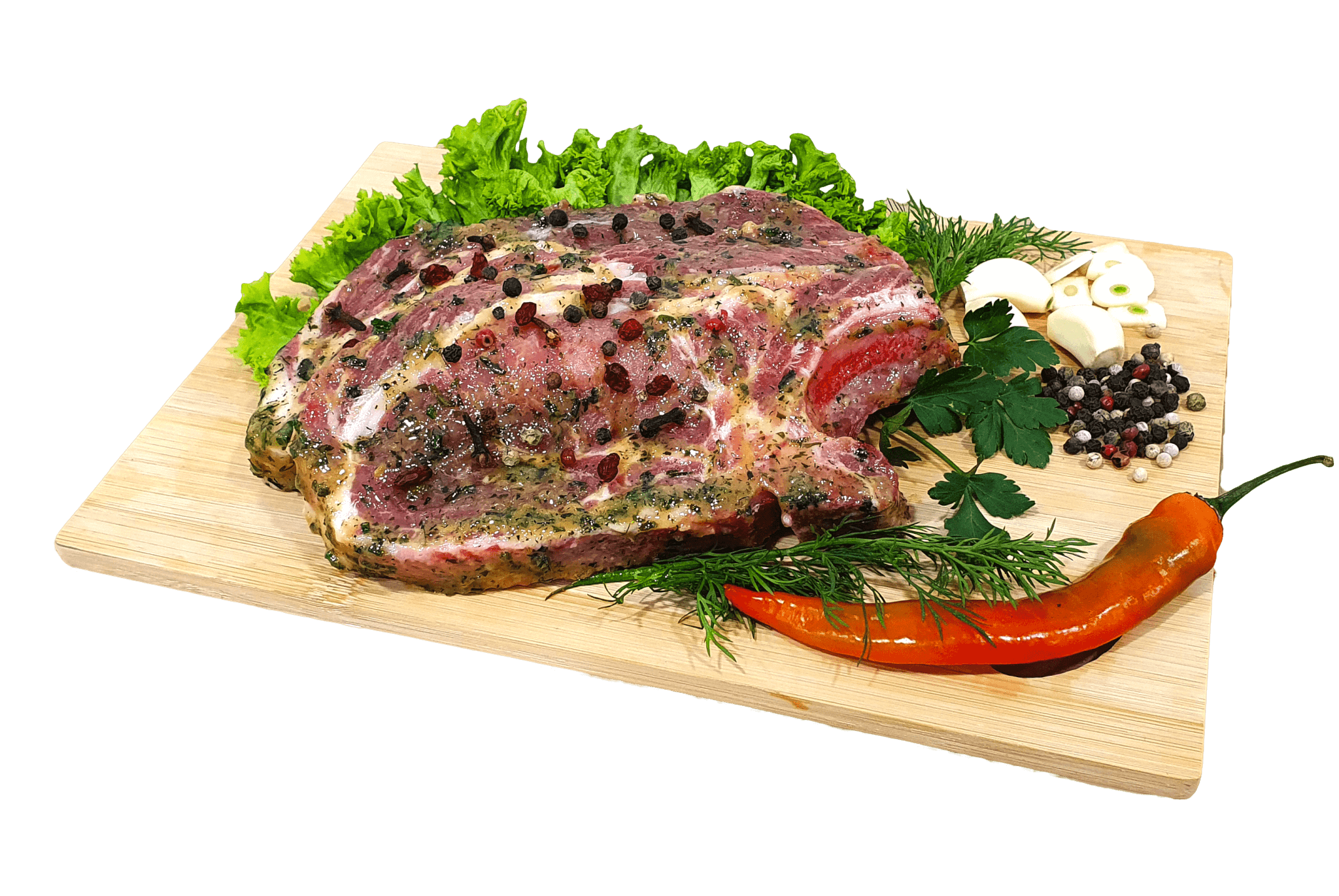 Schweinenacken mit Knochen in Bärlauch Brillant Würzsoße mariniert je kg